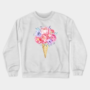 Flowers in waffle cone, Hello summer! Crewneck Sweatshirt